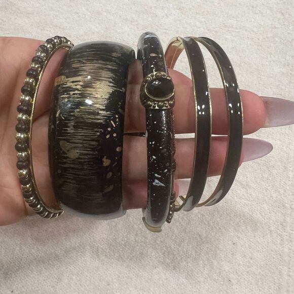 Mint Black and Gold Bangle Set - Picture 2 of 4